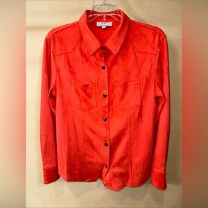 W.A.Y Wonderful & Young Women’s Long Sleeve Button-Up Shirt Small Orange Red